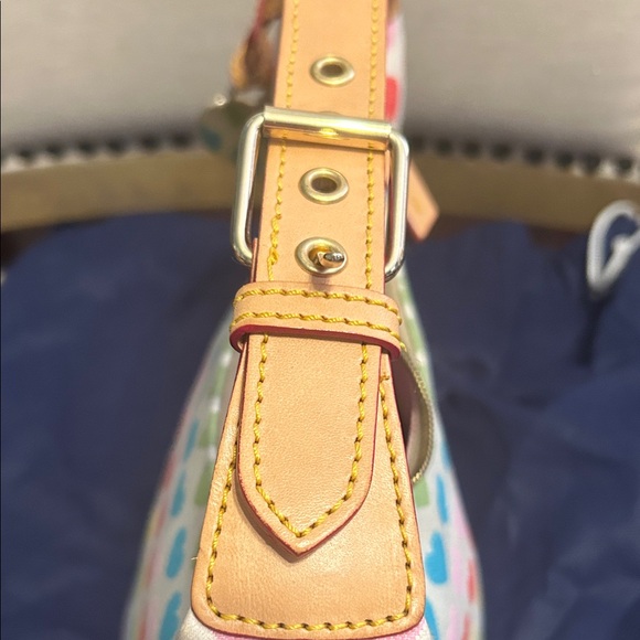 Vintage Y2K Dooney & Bourke Multicolor Heart Shoulder Bucket Bag - Picture 3 of 9